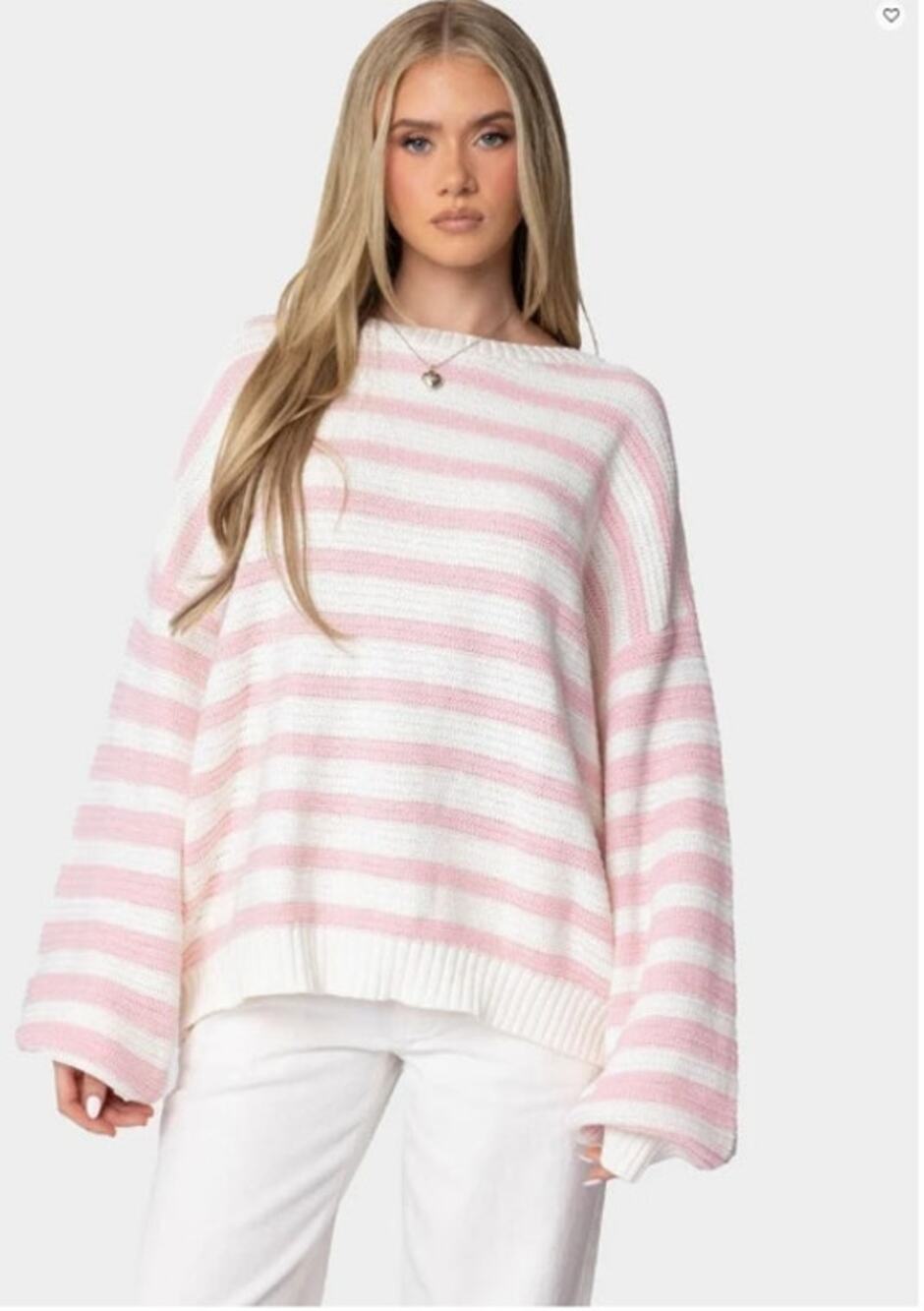 NEW! EDIKTED 'Aerin' Oversized Striped Sweater in LIGHT PINK (XS/S)